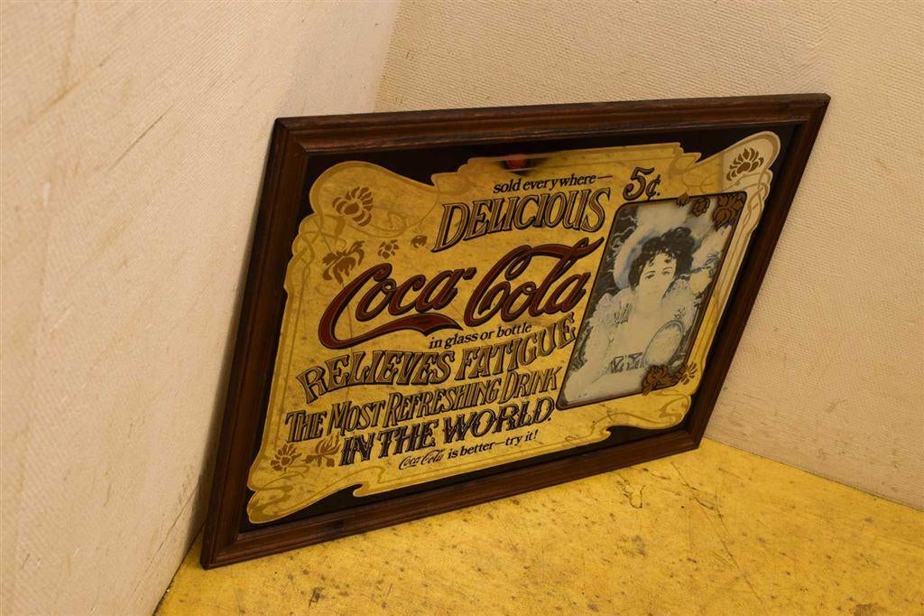 Vintage Coca cola reclame in spiegel 46702, Minder dan 50 cm, Gebruikt, Ophalen of Verzenden, Minder dan 100 cm