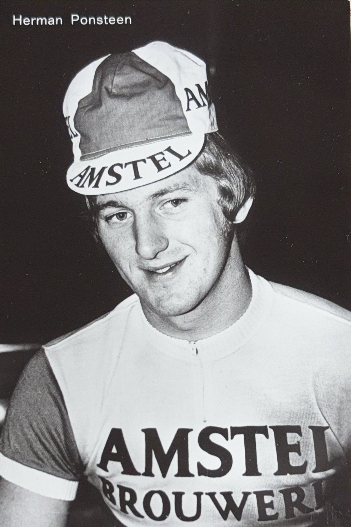 Ansichtkaart wielrenner Herman Ponsteen - Amstel Bier - 1974, Verzenden, Zo goed als nieuw, Feyenoord, Poster, Plaatje of Sticker
