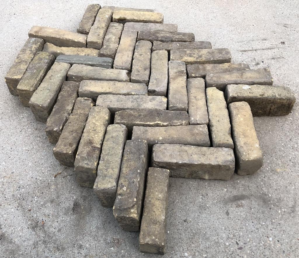 7000st gele IJssel / IJsseltjes straatsteen circa 15x4x6cm, Tuin en Terras, Tegels en Klinkers, Ophalen, Overige materialen, Gebruikt