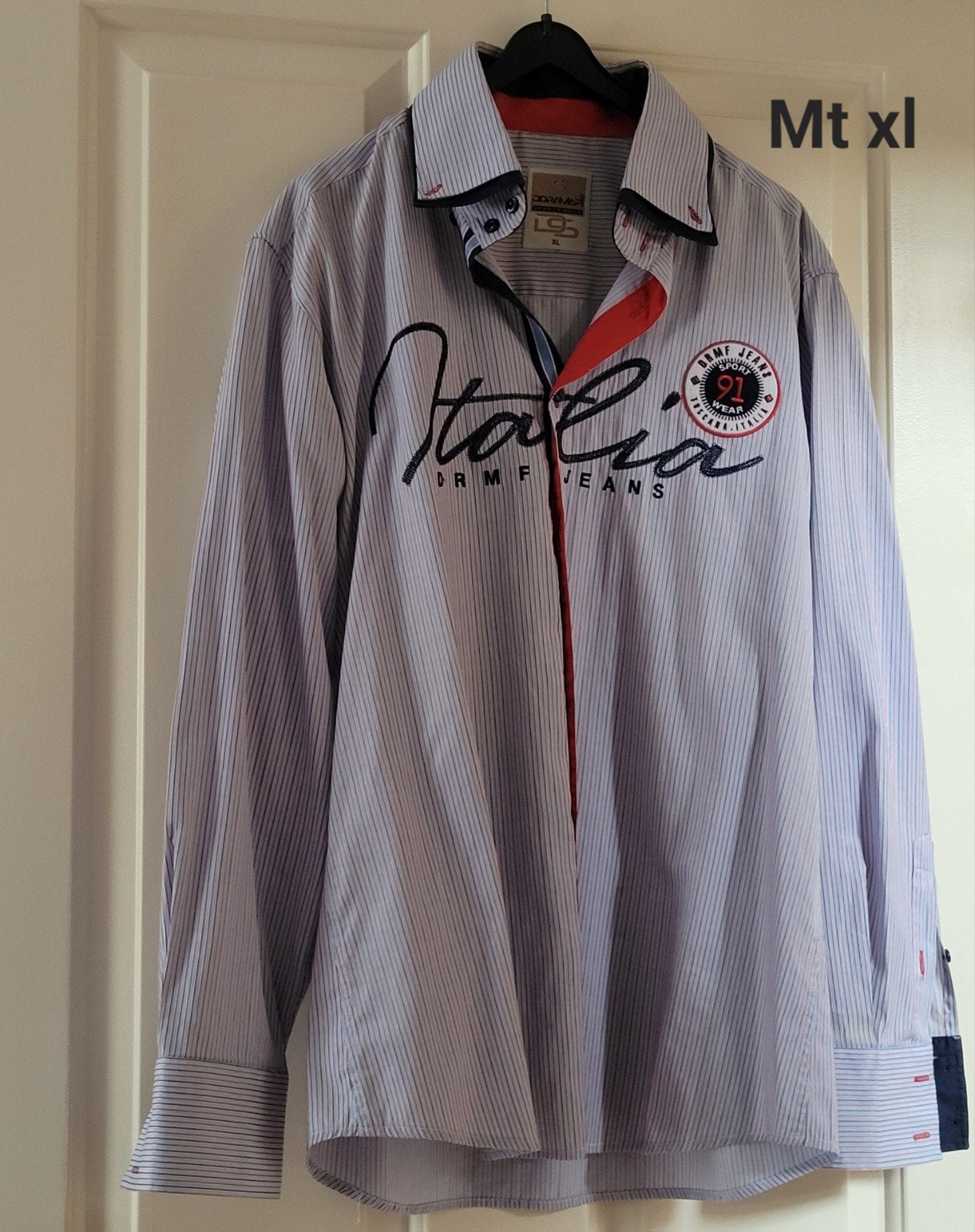 Paars/blauwe blouse met smalle strepen maat XL, Paars, Doramafi, Ophalen of Verzenden, Zo goed als nieuw