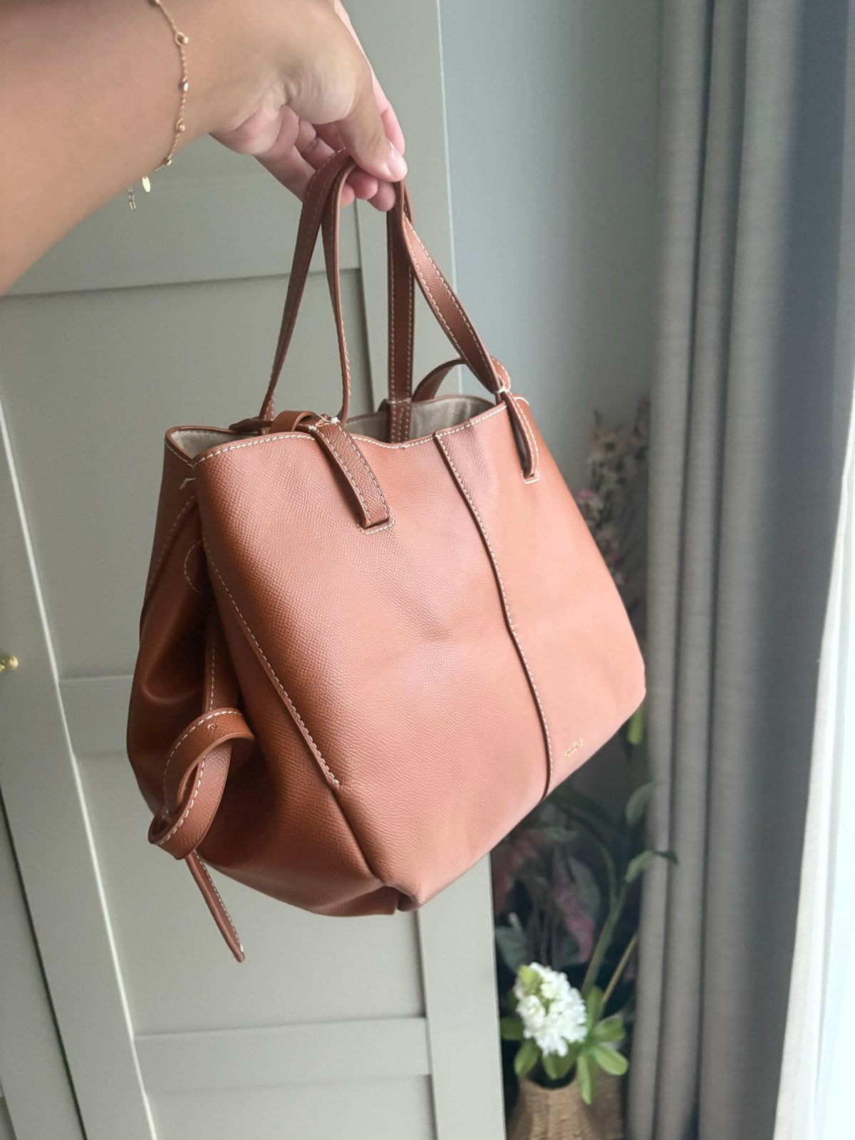 Polène Numéro Sept Mini - Cognac, Sieraden, Tassen en Uiterlijk, Ophalen of Verzenden, Zo goed als nieuw, Bruin, Handtas