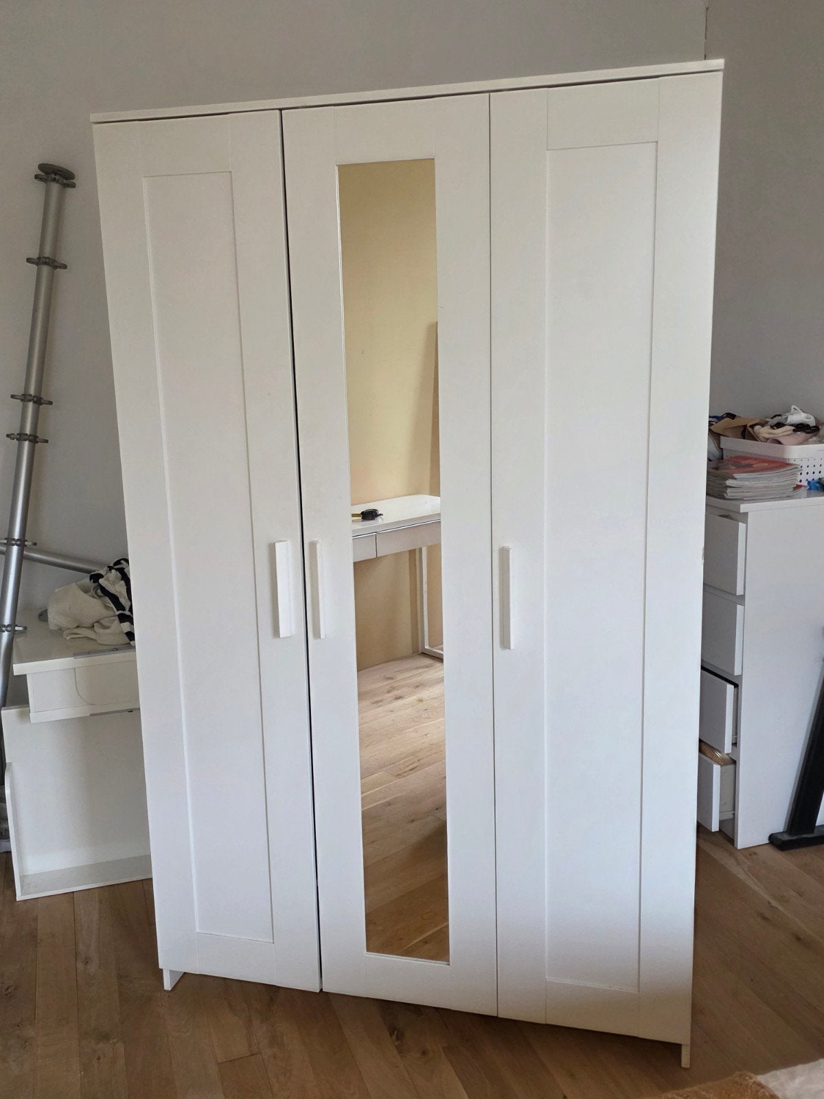 Witte kledingkast met spiegeldeur (117x50x190 cm), Ophalen, Met deur(en), Gebruikt, 100 tot 150 cm