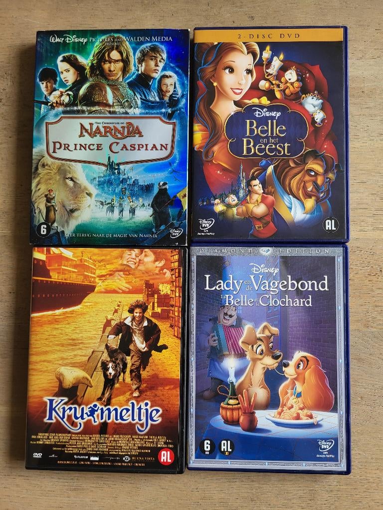 DVD Narnia,belle en het beest,Kruimeltje,lady en de vagebond, Alle leeftijden, Ophalen of Verzenden, Zo goed als nieuw