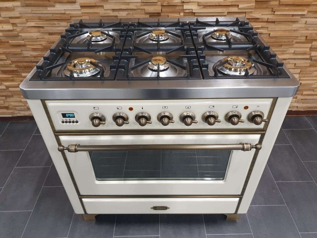 Boretti Majestic Fornuis 91cm crème & oud koper GASOVEN 6pit, Witgoed en Apparatuur, Niet ingevuld, 60 cm of meer, Niet ingevuld