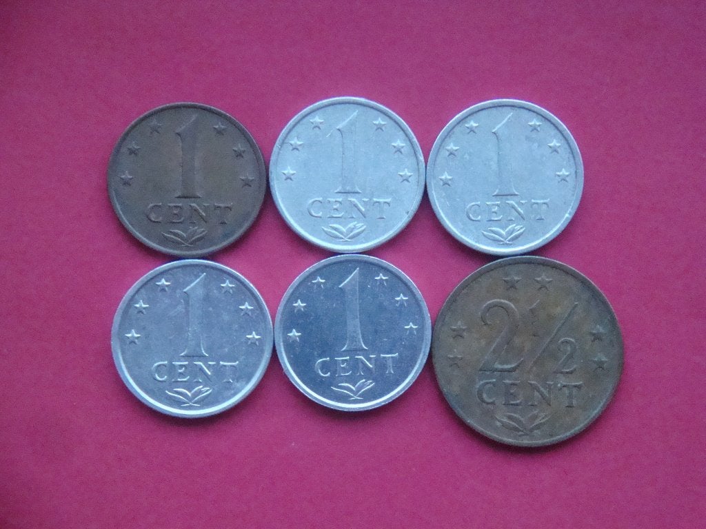 Nederlandse Antillen setje munten 1 en 2½ Cent 1971 / 1984., Verzenden, Midden-Amerika, Setje