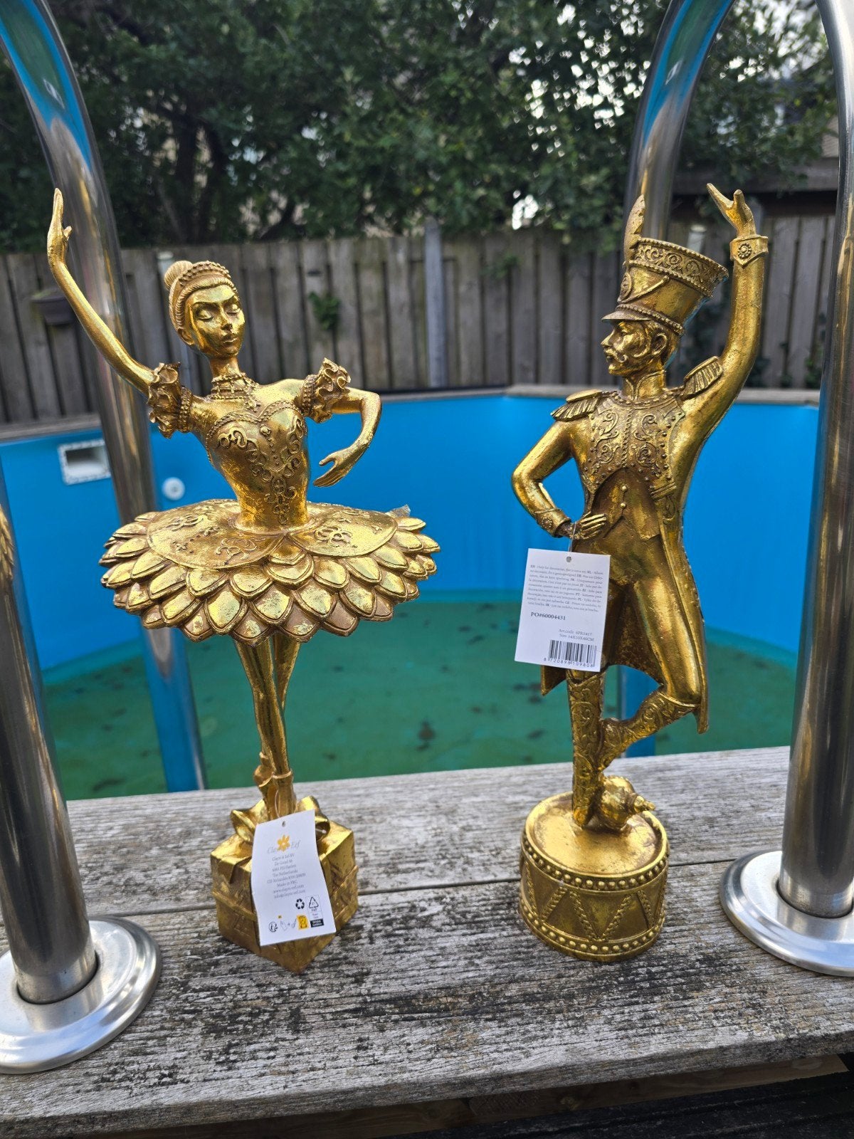 Goudkleurig Danspaar: Ballerina en Notenkraker Beeldjes, Ophalen of Verzenden, Nieuw, Goud, Klassiek