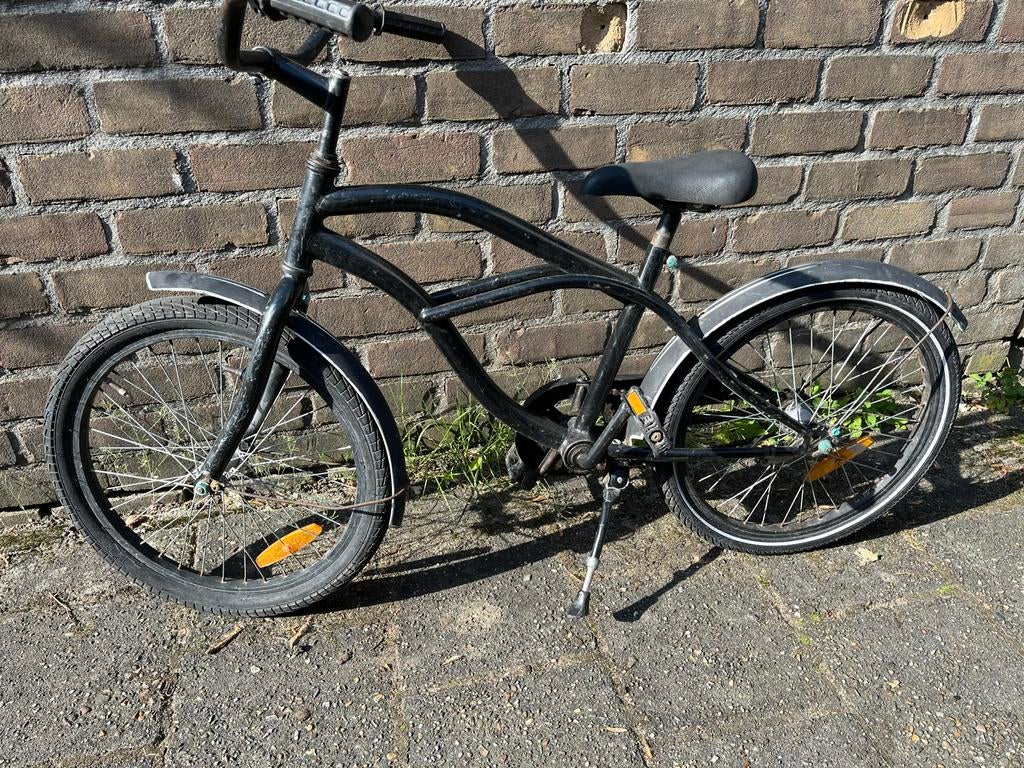 Stoere kinder-cruiser 20 inch - matzwart, Ophalen, Gebruikt, 20 inch of meer