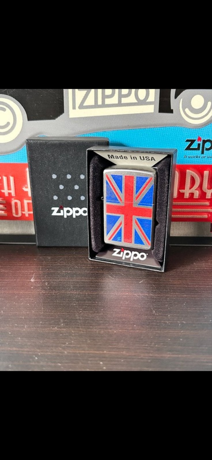Zippo H15 Britse Vlag Aansteker - Made in USA, Ophalen of Verzenden, Gebruikt, Aansteker