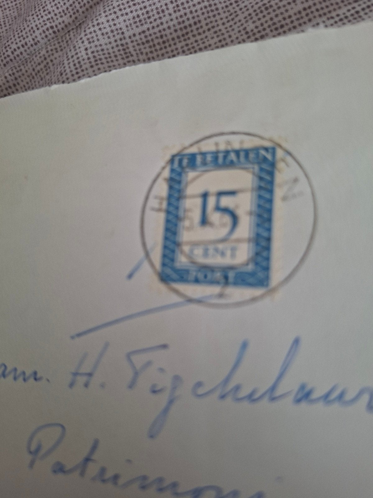 Oude envelop met postzegels en stempels, Verzenden, Na 1940, Gestempeld