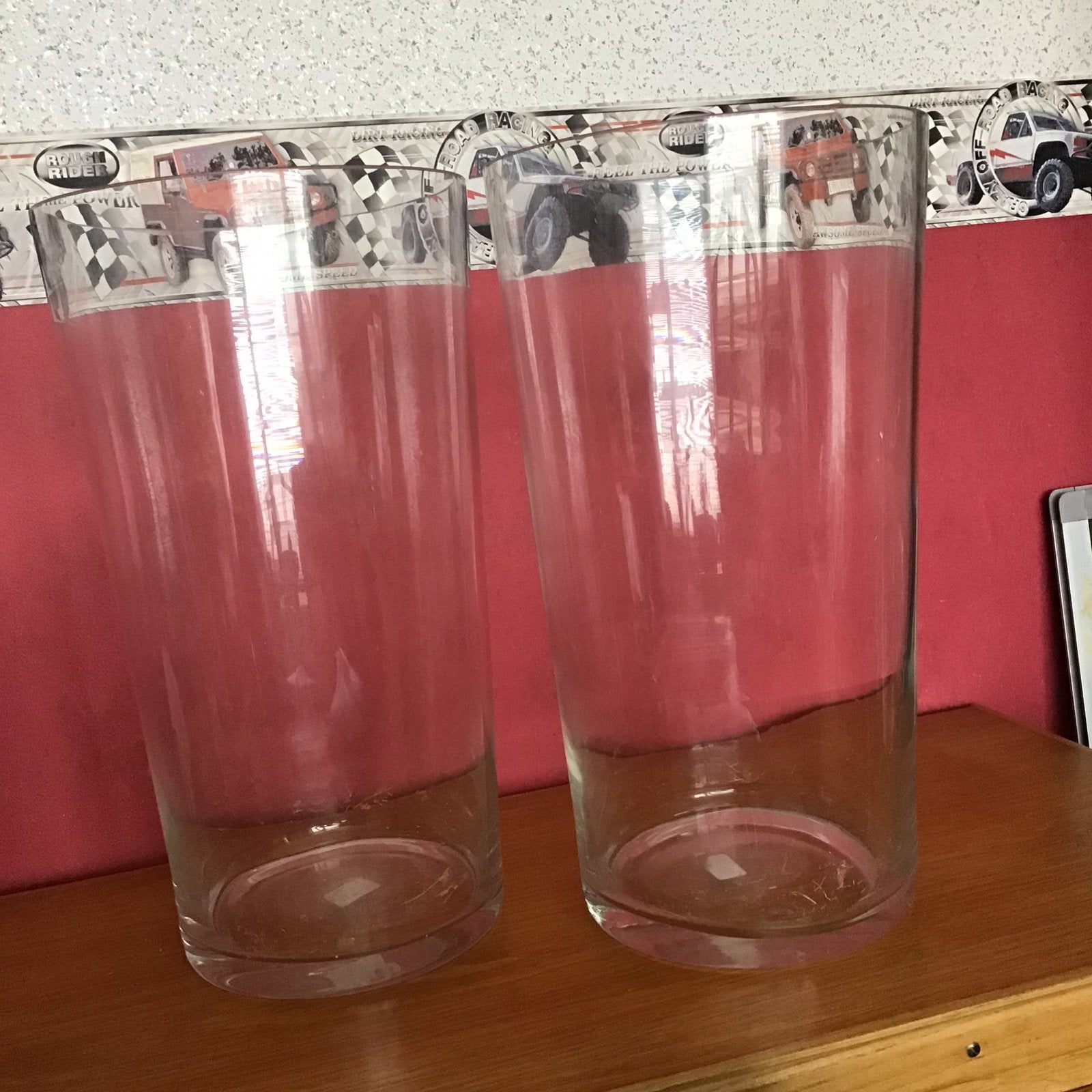 2. Stuks Cilinder - vaas,,, Ophalen, Zo goed als nieuw, Glas