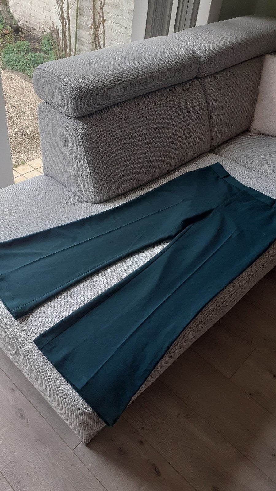 Donkergroene flared broek met elastische tailleband Costes, Maat 38/40 (M), Nieuw, Ophalen of Verzenden, Costes