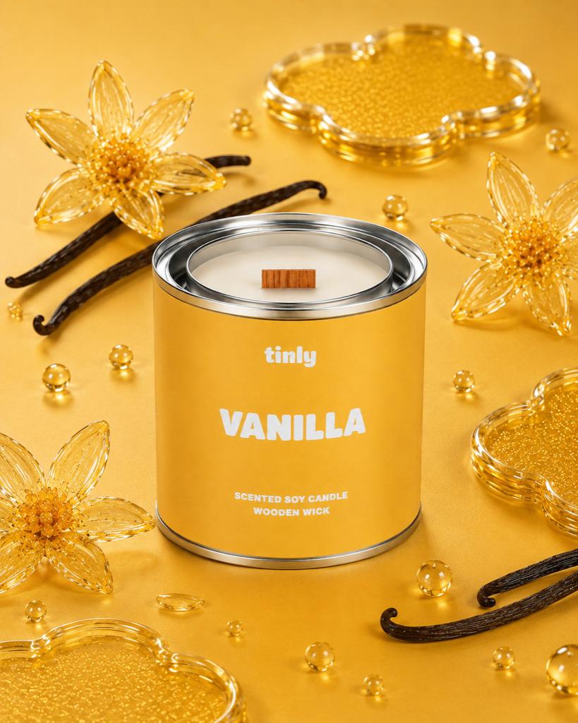 Tinly - Scented Soy Candle | Wooden Wick, Verzenden, Nieuw, Overige materialen, Kaars