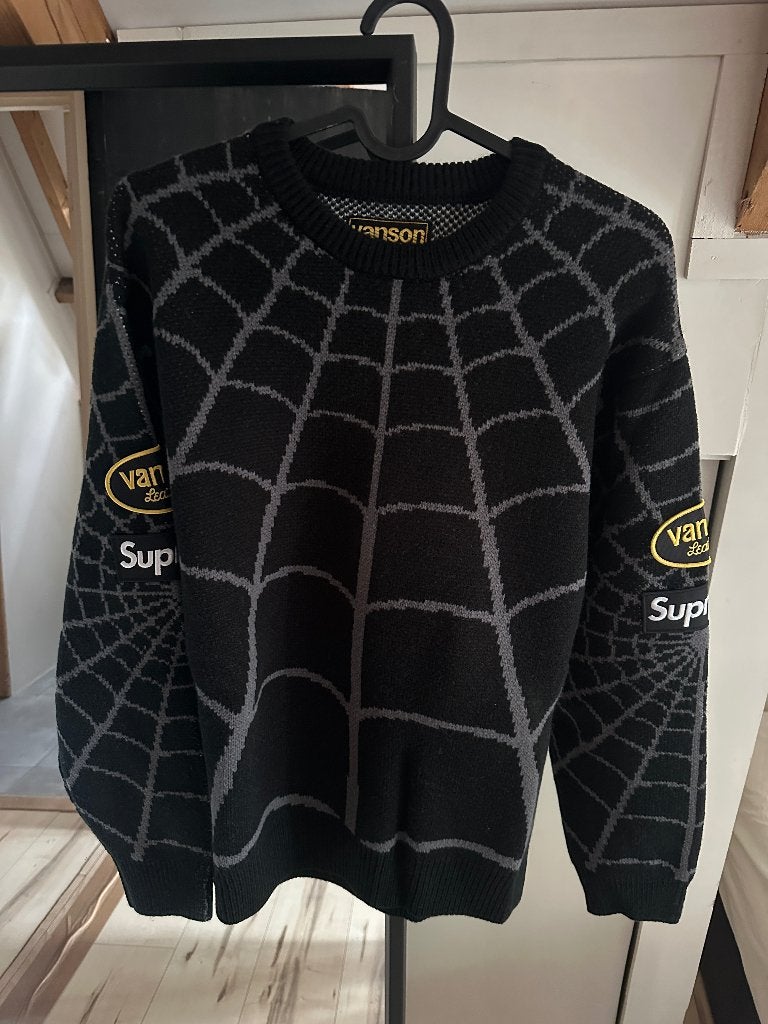 Supreme Vanson Leathers Spider-Man Sweater Small, Supreme, -, Zwart, -