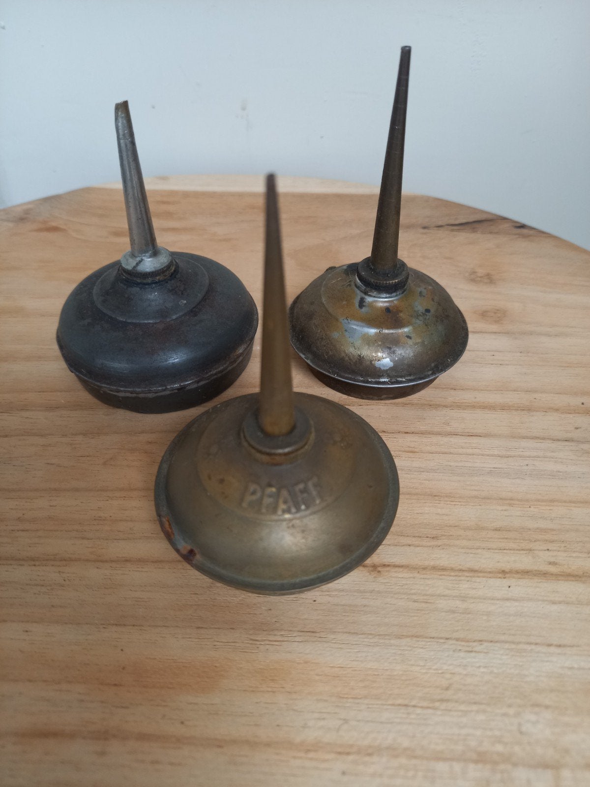 Antieke hand oliespuitjes voor naaimachines (set van 3), Ophalen of Verzenden