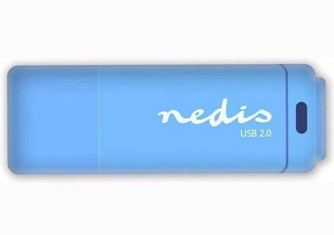 Nedis USB 2.0 Flash Drive /Usb stick 16GB Blauw, Ophalen of Verzenden, Nieuw, 16 GB