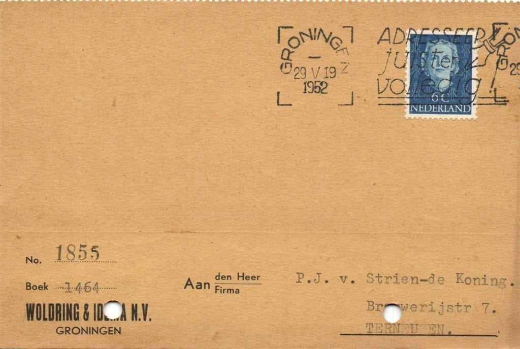 Woldring + Idema NV, Groningen - 05.1952 - briefkaart, Ophalen of Verzenden, Briefkaart