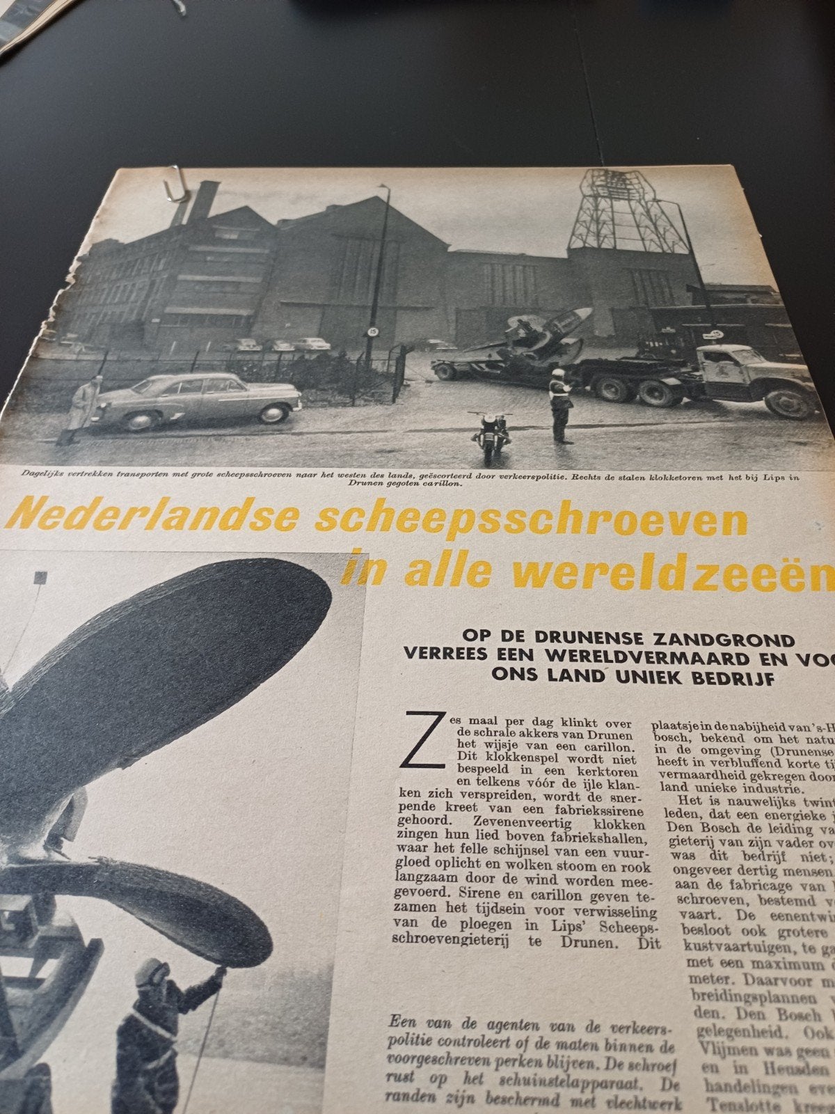 artikel scheepsschroeven Lips Drunen 1957, Verzamelen, Ophalen of Verzenden, Gebruikt, Kaart, Foto of Prent