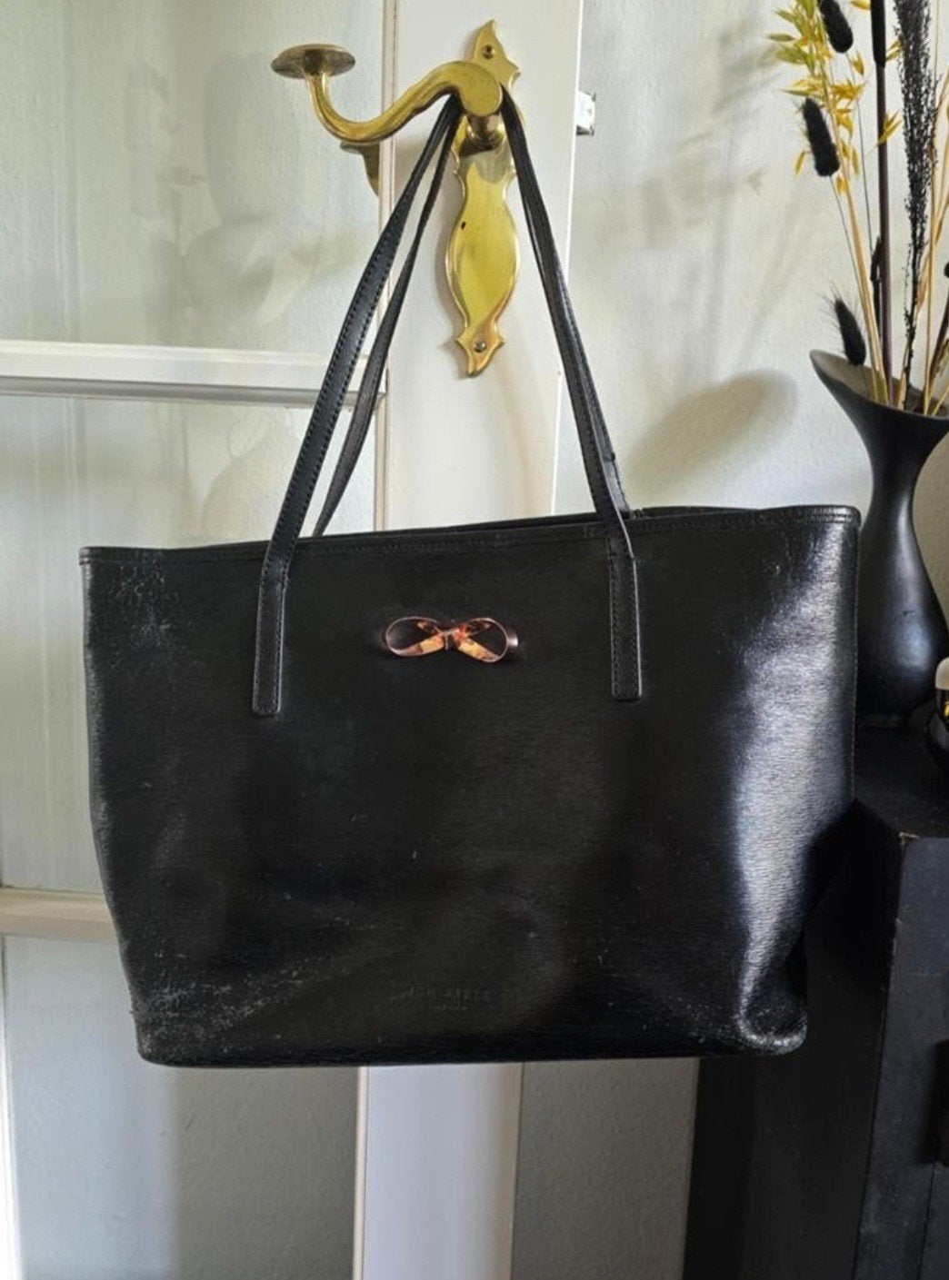 Ted Baker Shopper Zwart Leer A4 Laptop Tas Origineel, Ophalen of Verzenden, Gebruikt, Zwart, Shopper