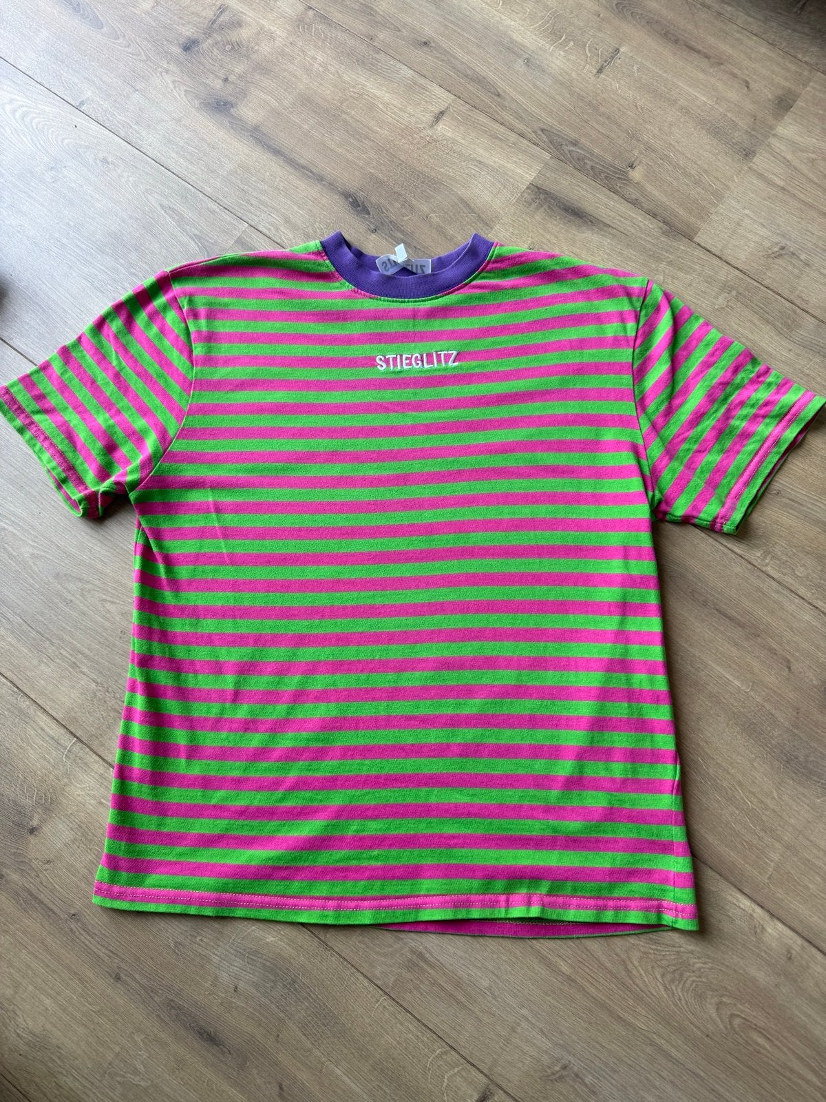 Stieglitz Fiby Gestreept T-shirt - Roze/Groen, Ophalen of Verzenden, Zo goed als nieuw, Korte mouw, Roze