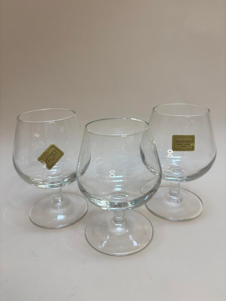 3 vintage Luminarc cognac glazen, Ophalen of Verzenden