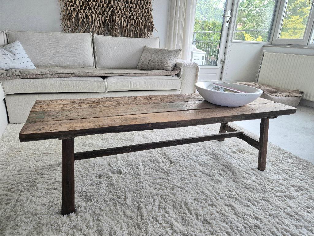 Robuuste authentieke salontafel VT Wonen landelijke stijl, Ophalen, 50 tot 100 cm, Zo goed als nieuw, Minder dan 50 cm
