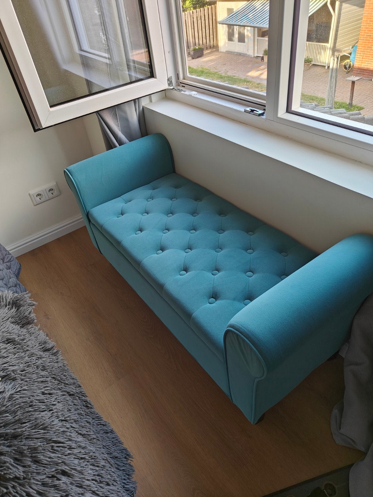 HOMCOM gestoffeerd bankje, Huis en Inrichting, Banken | Sofa's en Chaises Longues, Ophalen, Eenpersoons, Nieuw, Minder dan 150 cm