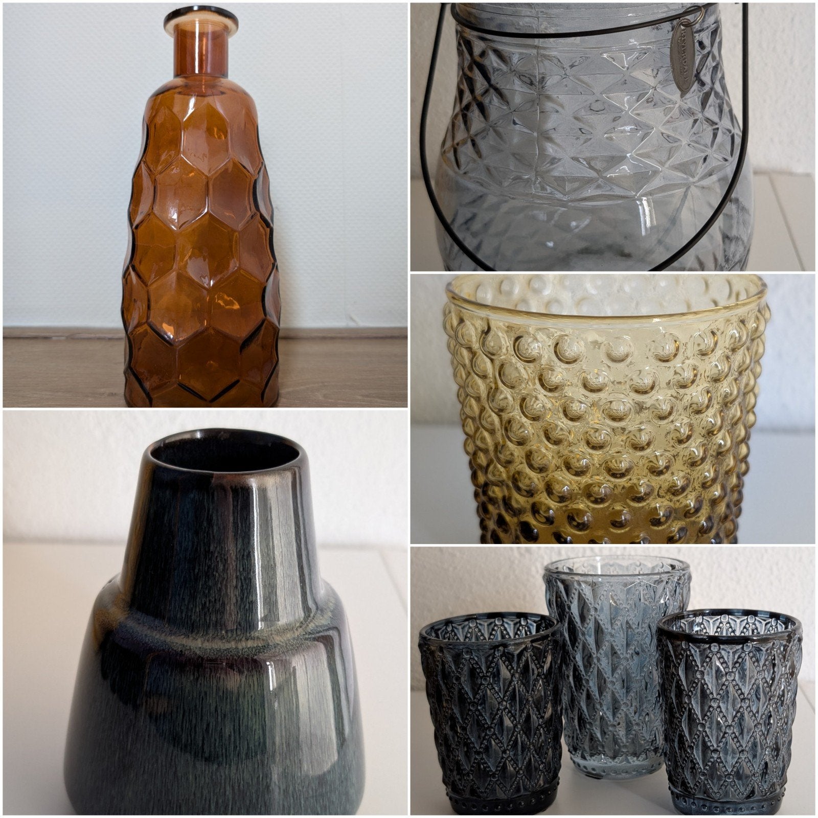Diverse vazen en waxinelichthouders, o.a. Riverdale, Ophalen of Verzenden, Meerkleurig, Met patroon/structuur, Glas