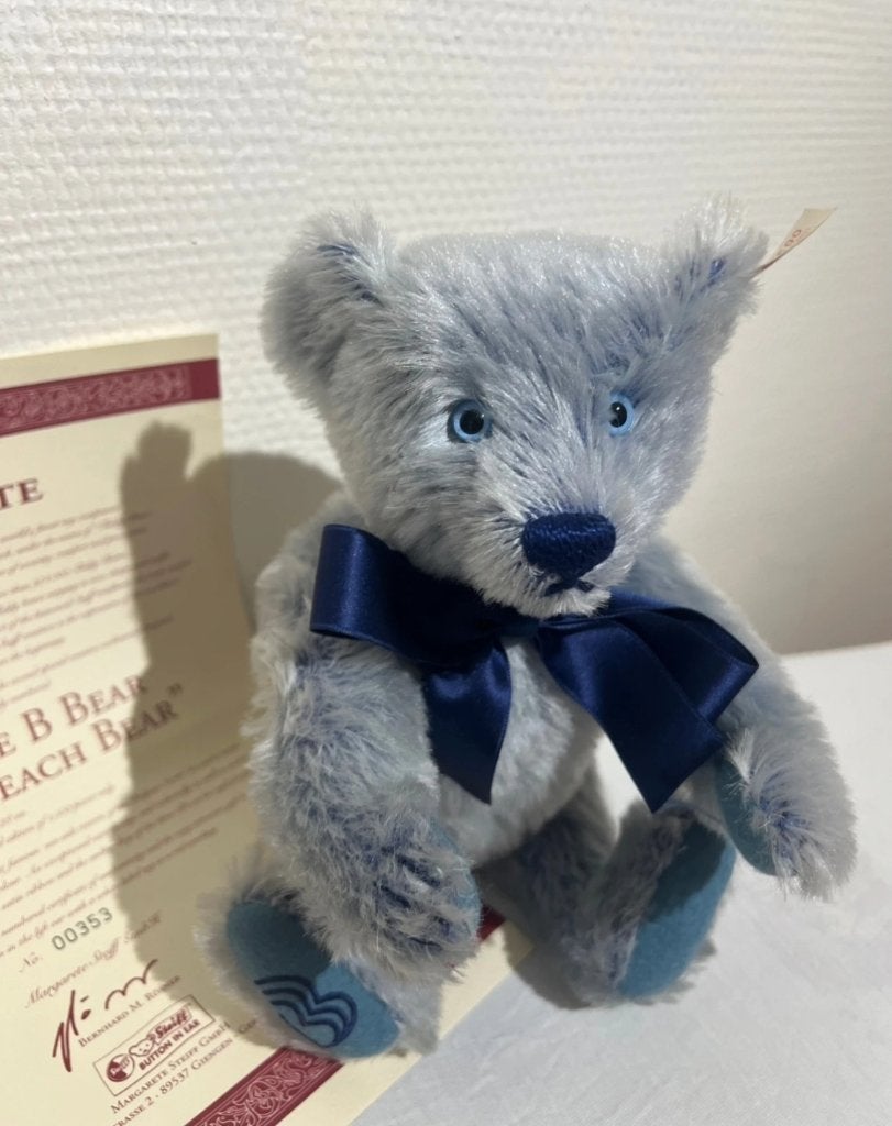 1998 Steiff EAN 658037 de Three “B” Bear Belgian Excl, 28 cm, RichardSteiffstrasse, Steiff, Steiff, Stoffen beer