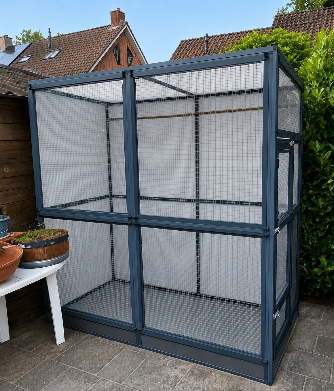 Aluminium volière 2m x 2m x 1 m, Dieren en Toebehoren, Vogels | Hokken en Kooien, Ophalen of Verzenden, Gebruikt, Aluminium, Volière