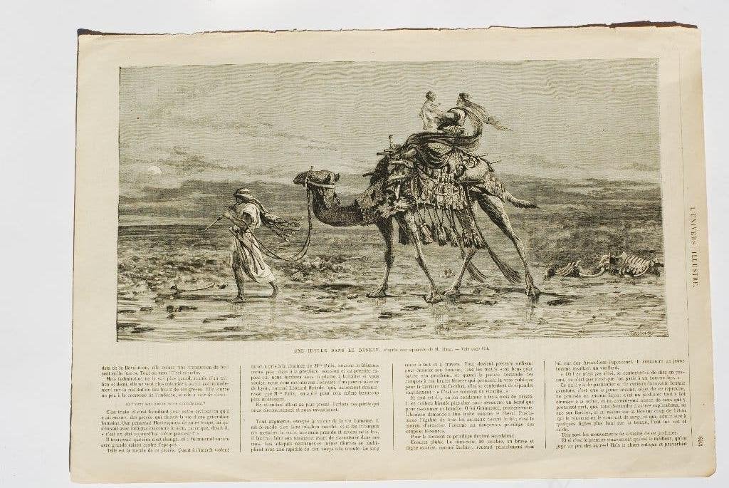 Een idylle in de woestijn - Originele illustratie 19e eeuw, Verzamelen, Gebruikt, Verzenden, Buitenland, Voor 1940
