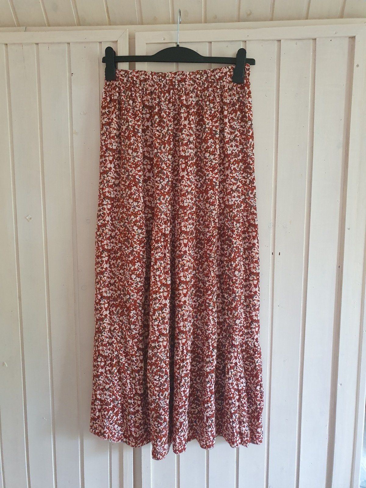 Lange midi maxi rok met bloemen print Maat 36 s, Bruin, Ophalen of Verzenden, Zo goed als nieuw, Maat 36 (S)