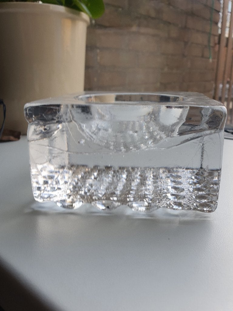 Vintage Brutalist Glazen Theelichthouder Frankrijk, Antiek en Kunst, Antiek | Glas en Kristal, Ophalen of Verzenden