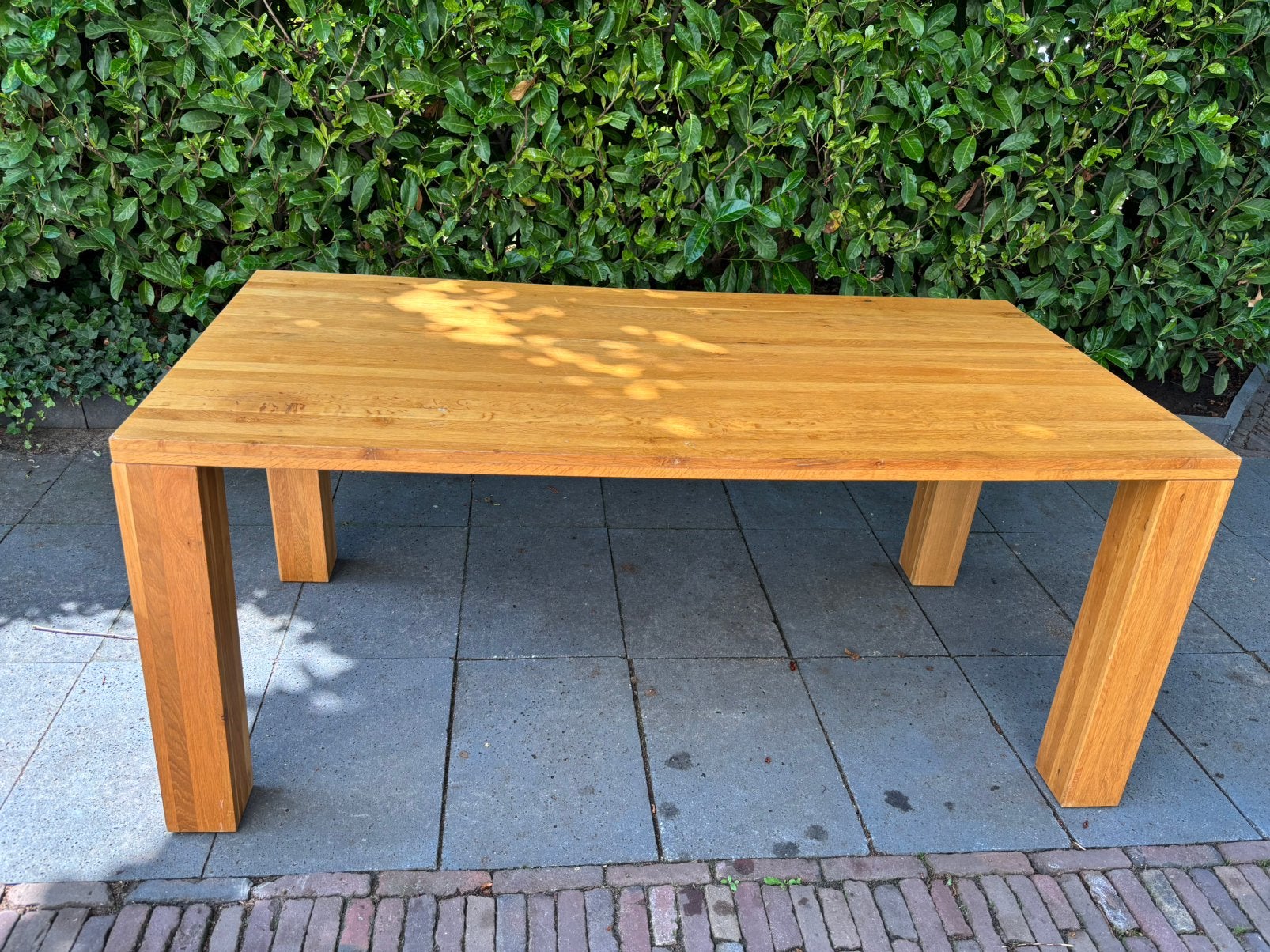Stoere industriële massief eiken houten eettafel blokpoten, Ophalen, Stoer eiken, Eikenhout, 50 tot 100 cm