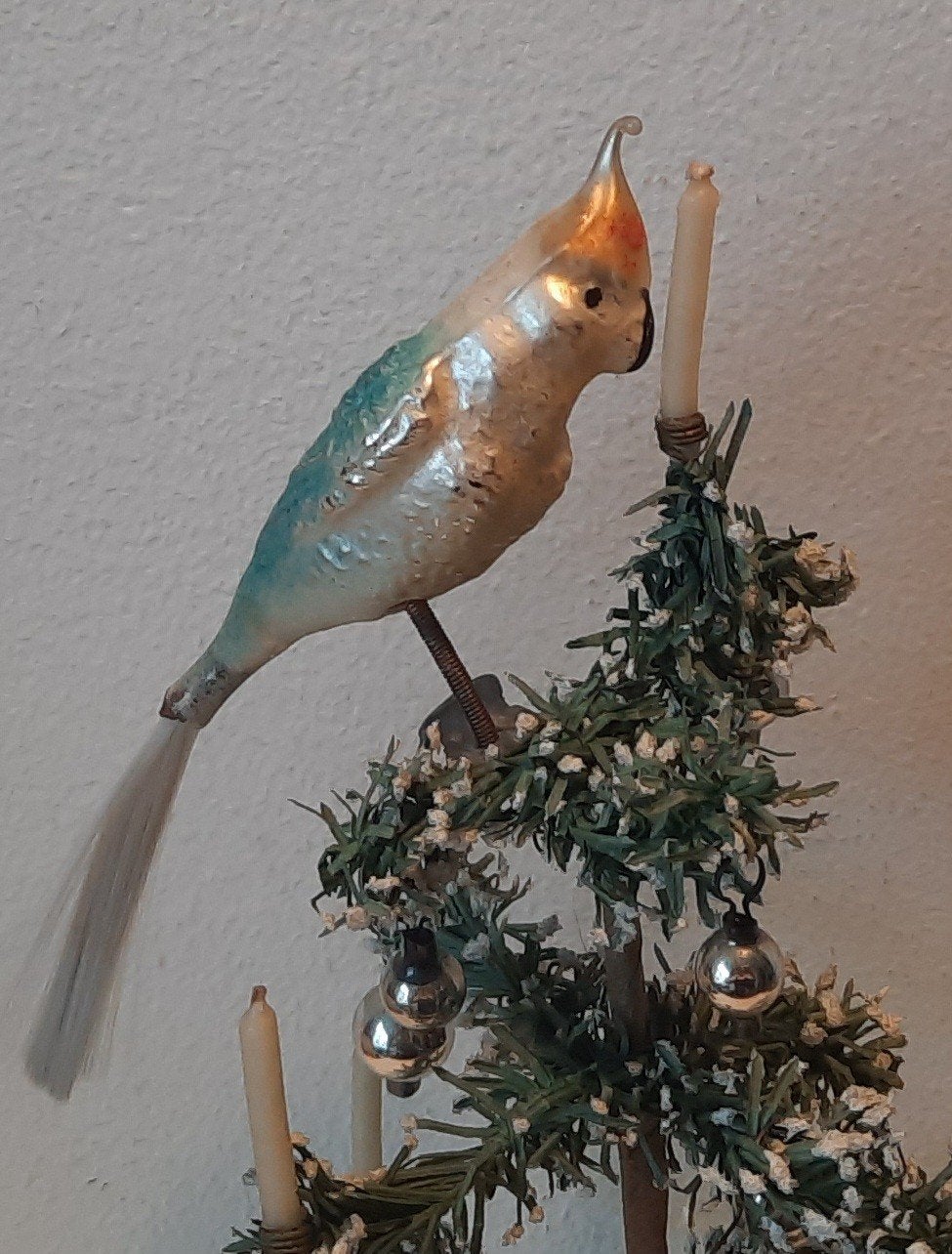Antieke Kerstvogel Parkiet, Diversen, Kerst, Verzenden