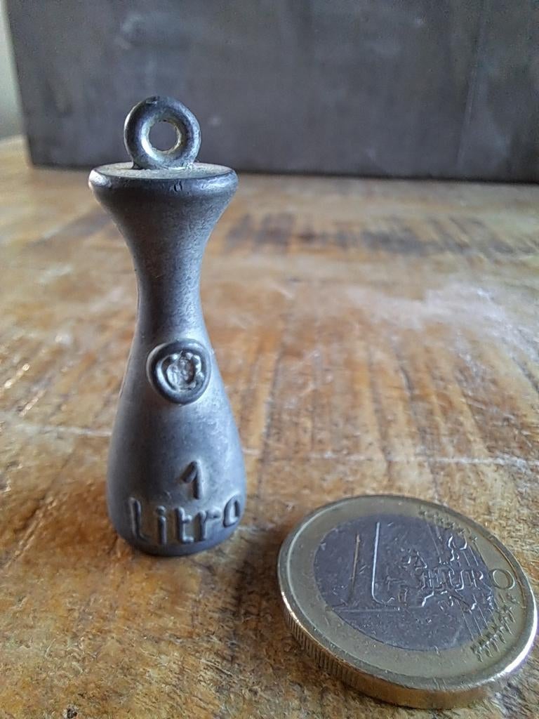 Miniatuur tinnen gewicht 1 liter, Antiek en Kunst, Antiek | Tin, Ophalen of Verzenden