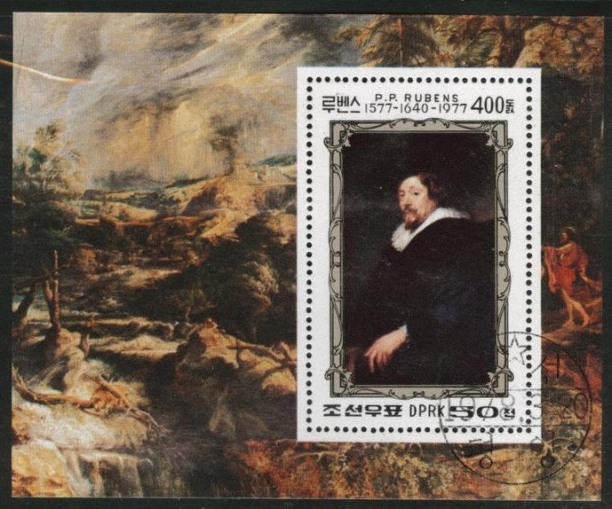 Postzegelvel North Korea 1978 Peter Paul Rubens Gestempeld, Postzegels en Munten, Ophalen, Gestempeld, Oost-Azië