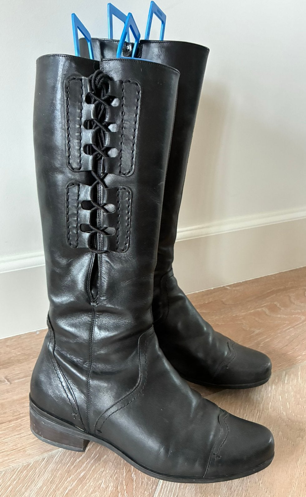 😍DUREA😍 maat 39 zwarte hoge leren laarzen kuitwijdte K, Kleding | Dames, Hoge laarzen, Zwart, Ophalen of Verzenden, Zo goed als nieuw