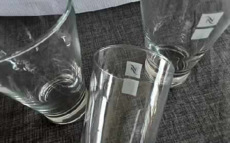 NESPRESSO LATTE glazen 3 stuks, Ophalen of Verzenden, Zo goed als nieuw, Overige typen