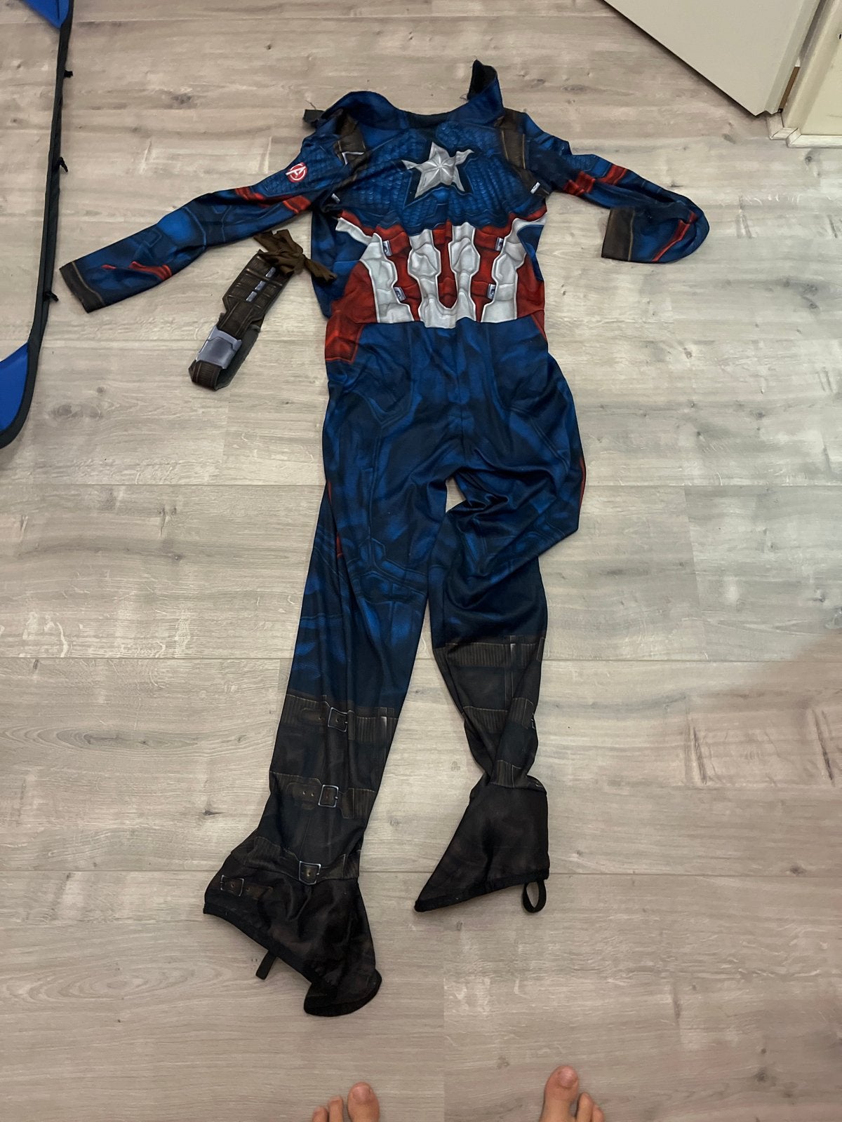 Captain America kostuum voor kinderen, Ophalen of Verzenden, Gebruikt, 146 t/m 152, Jongen