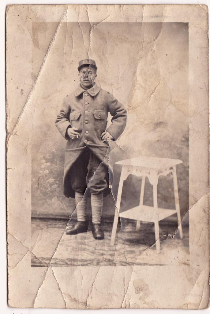 Antieke Foto WW1 Franse Soldaat 129e RI, Verzenden, Landmacht, Overige gebieden, Foto of Poster
