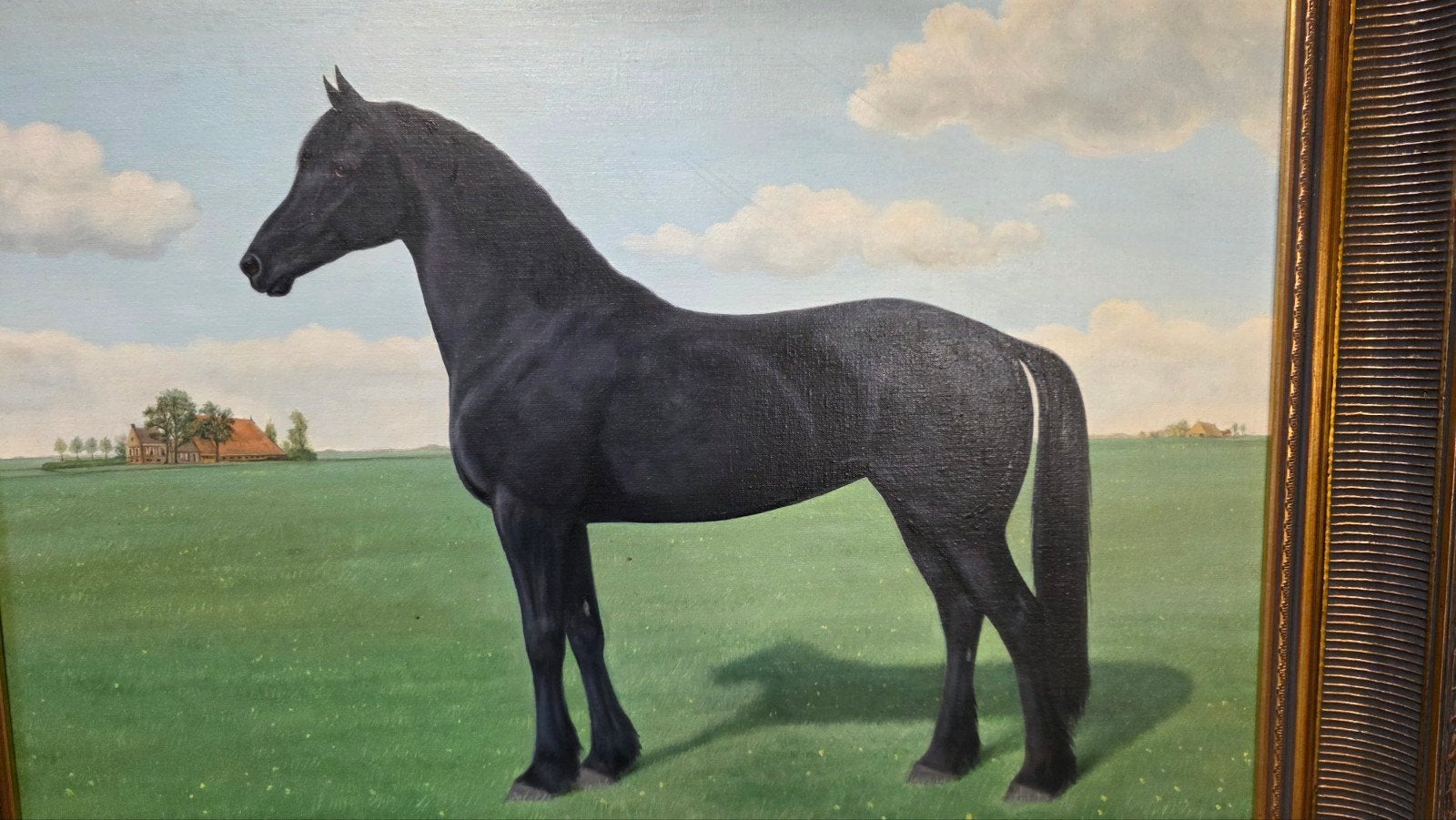 Groot gesigneerd antiek paardenschilderij, Ophalen