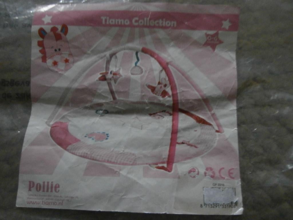 Speelkleed Pollie Tiamo roze wit babyspeelgoed mobiel baby, Ophalen of Verzenden, Gebruikt