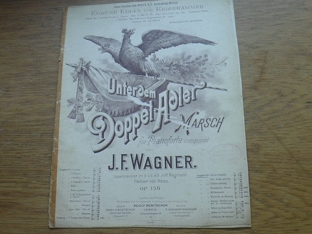 J.F. Wagner - Unter dem Doppel-Adler Marsch (Pianoforte), Gebruikt, Klassiek, Ophalen of Verzenden, Thema