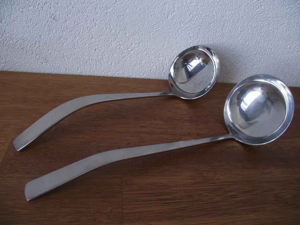 2 RVS soeplepel 30 cm soep opscheplepel Gero zilmeta Sola ps, Antiek en Kunst, Ophalen of Verzenden