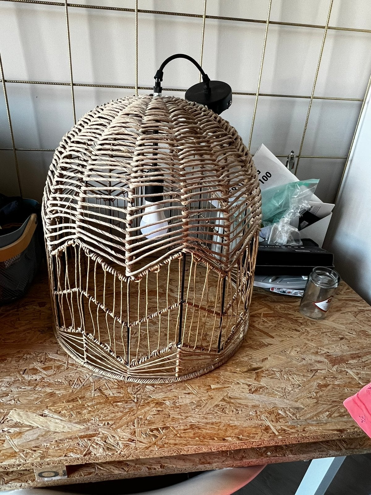 Hanglamp touw, Ophalen, Zo goed als nieuw, Stof, Minder dan 50 cm