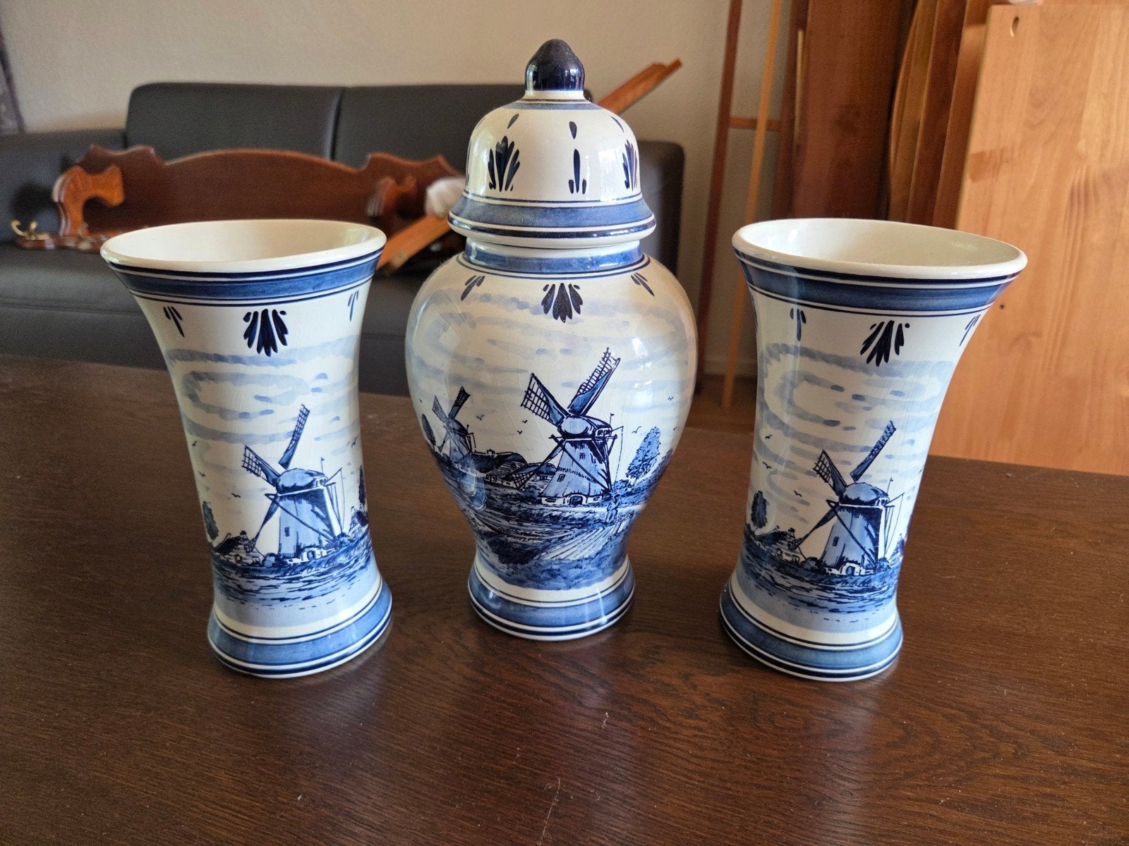 Delfts Blauw Handgeschilderd Vazen en Pot Set, Antiek en Kunst, Ophalen