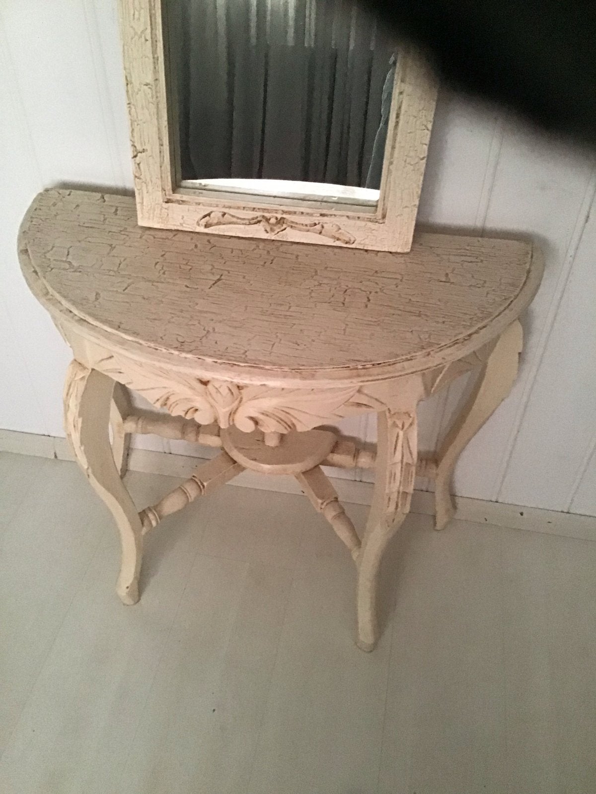 Barok halfronde sidetable met spiegel, Huis en Inrichting, Tafels | Sidetables, Ophalen, Ovaal