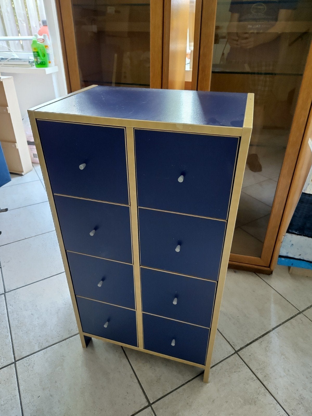 IKEA Robin blauwe ladekast 8 lades, Ophalen, Gebruikt, 50 tot 100 cm, 3 of 4 laden