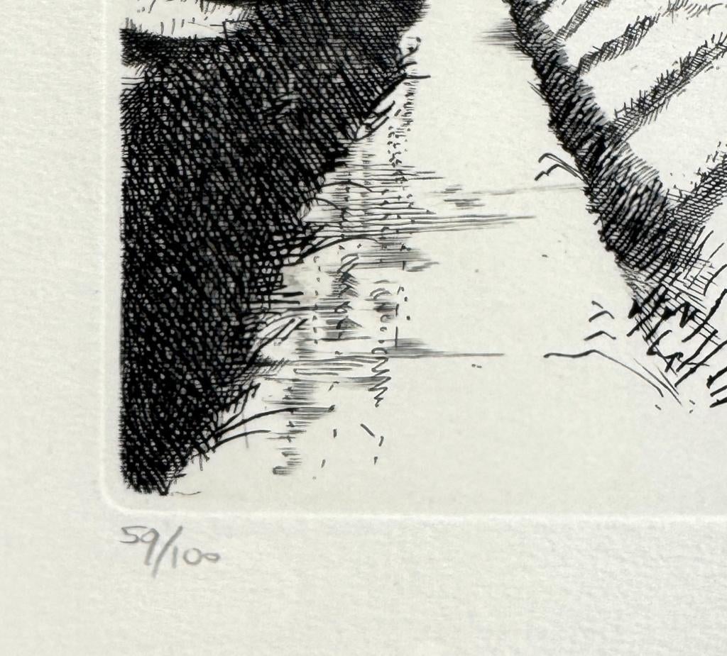 231. Ets, Franc van Oort - polderlandschap, 1984, Ophalen of Verzenden