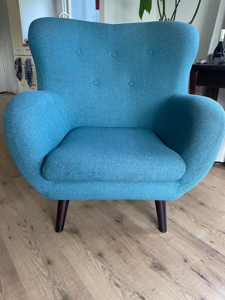 Fauteuil blauw Leen Bakker, Huis en Inrichting, Ophalen, 75 tot 100 cm, Zo goed als nieuw, Stof